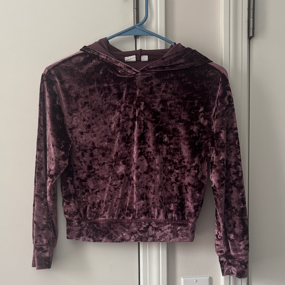 GAP Kids Velvet Hoodie in Deep Burgundy